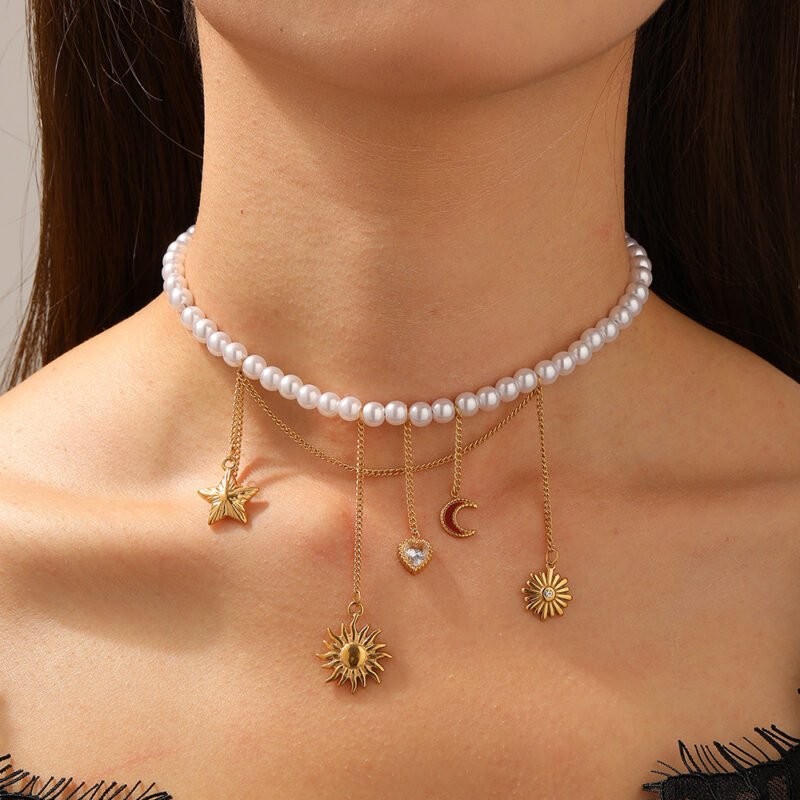 Stellar Pearl Cascade Necklace