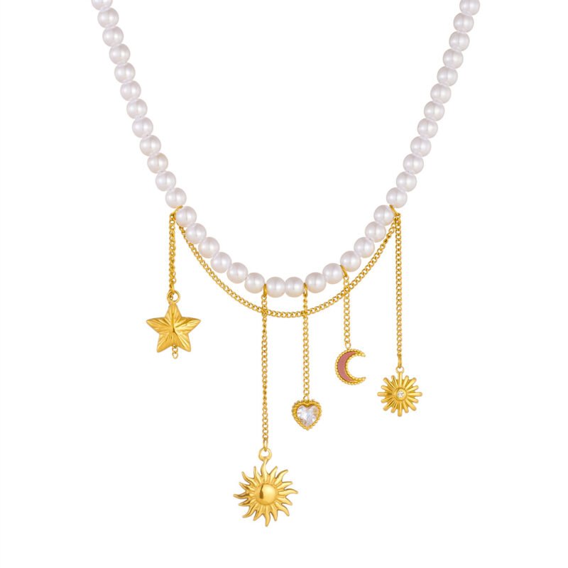 Stellar Pearl Cascade Necklace