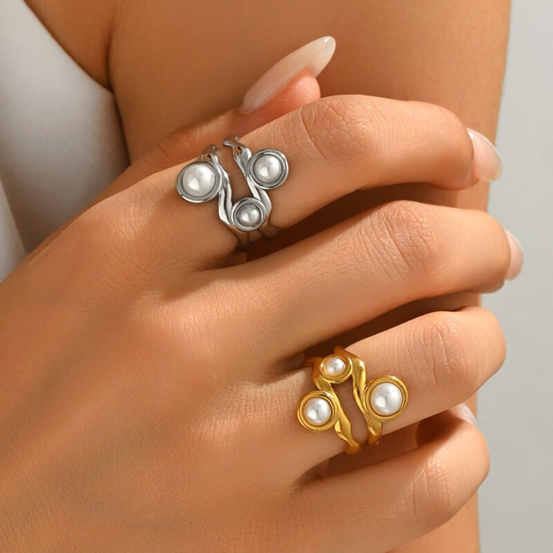 Triple Pearl Twist Ring