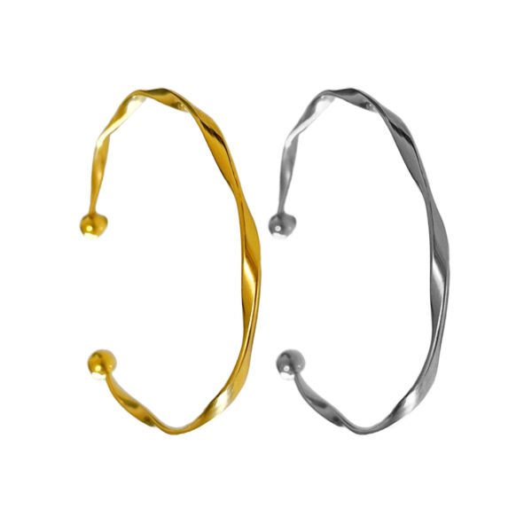 Twisted Möbius Gold & Silver Cuff Bangle