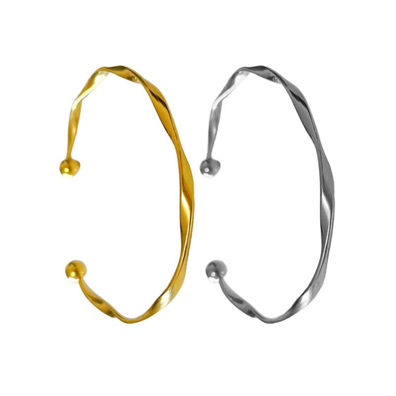 Twisted Möbius Gold & Silver Cuff Bangle