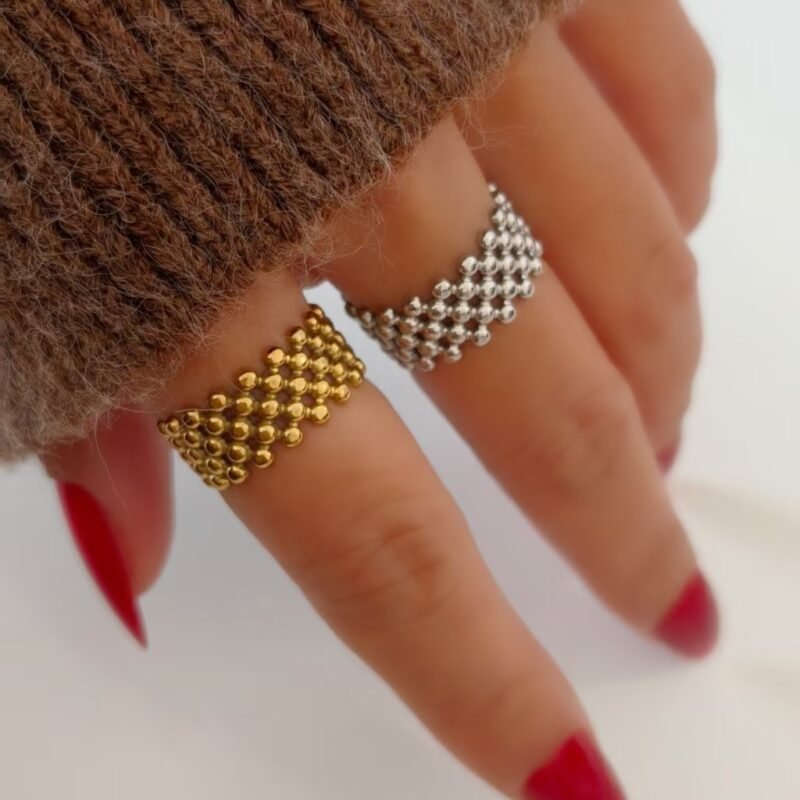 Beaded Lattice Open Ring