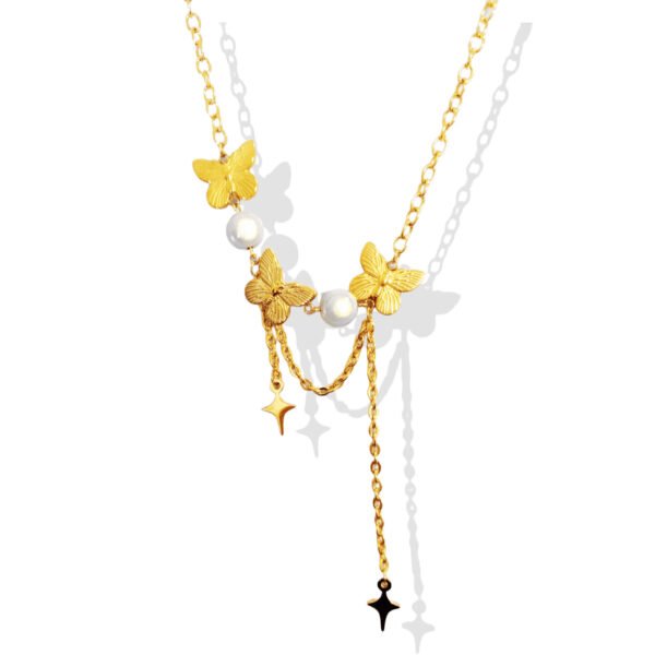 Butterfly Pearl Star Layered Necklace