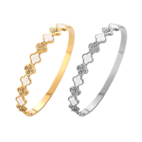Clover Shell Zircon Bangle