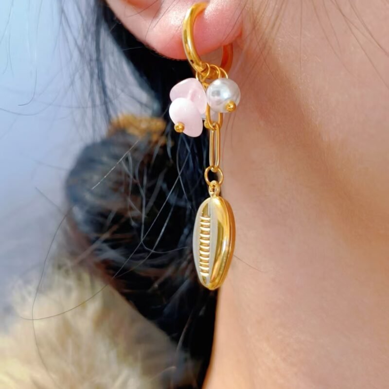 Cowrie Blossom Drop Earrings