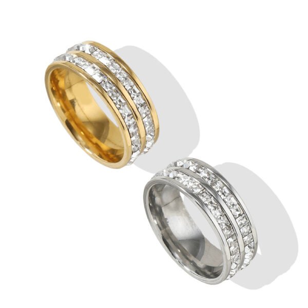 Double Row Square Zircon Band Ring