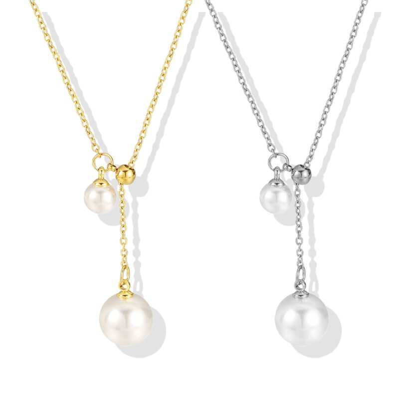 Dual Pearl Drop Adjustable Necklace