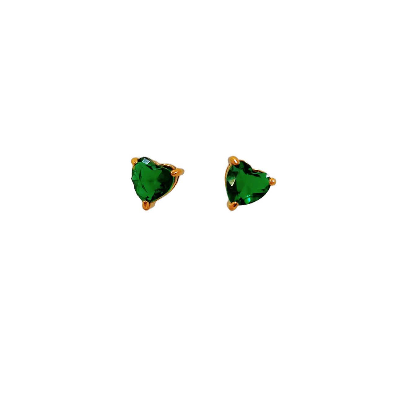 Emerald Green Heart Zircon Stud Earrings
