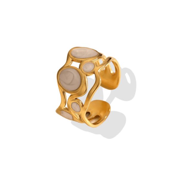 Golden Enamel Bubble Open Ring