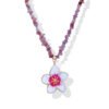 Golden Enamel Cherry Blossom Pink Stone Necklace