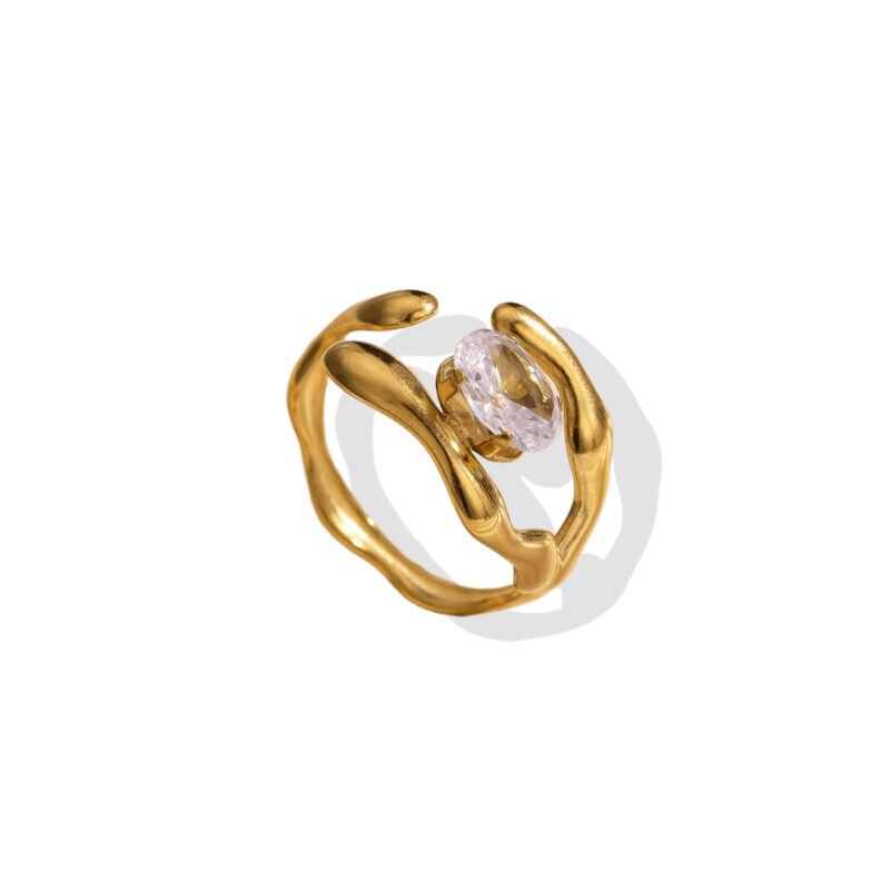 Golden Fluid Organic Zircon Open Ring