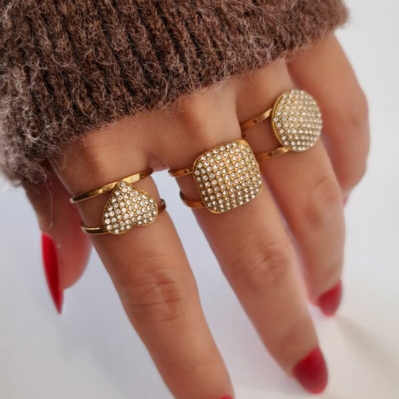 Golden Halo Pave Zircon Open Ring