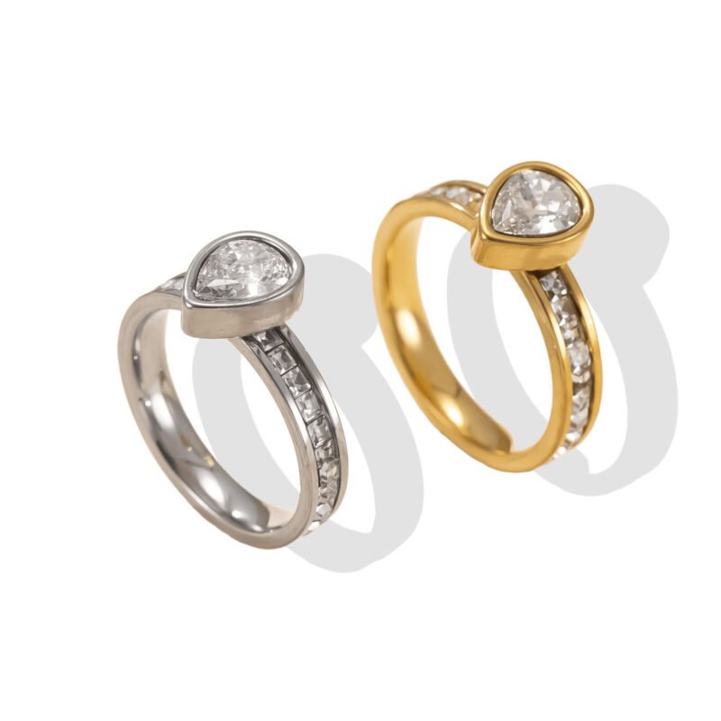 Golden Halo Pear Zircon Full Pave Ring