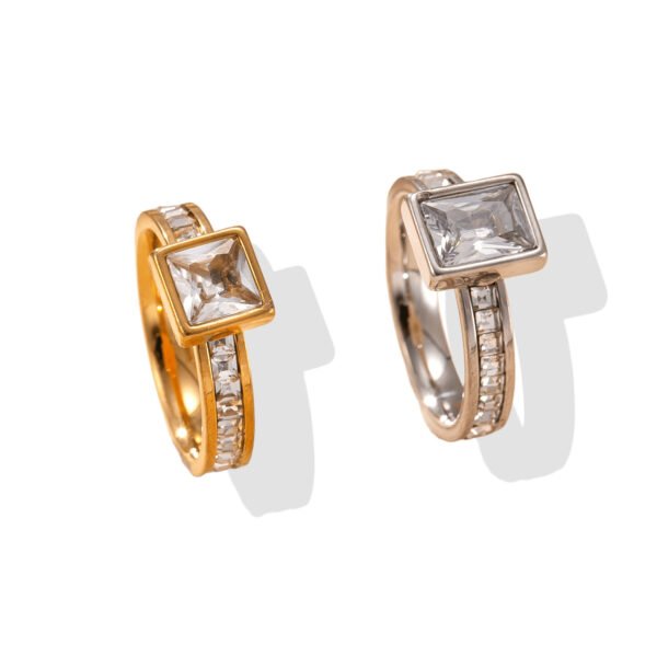 Golden Halo Square Zircon Full Pave Ring