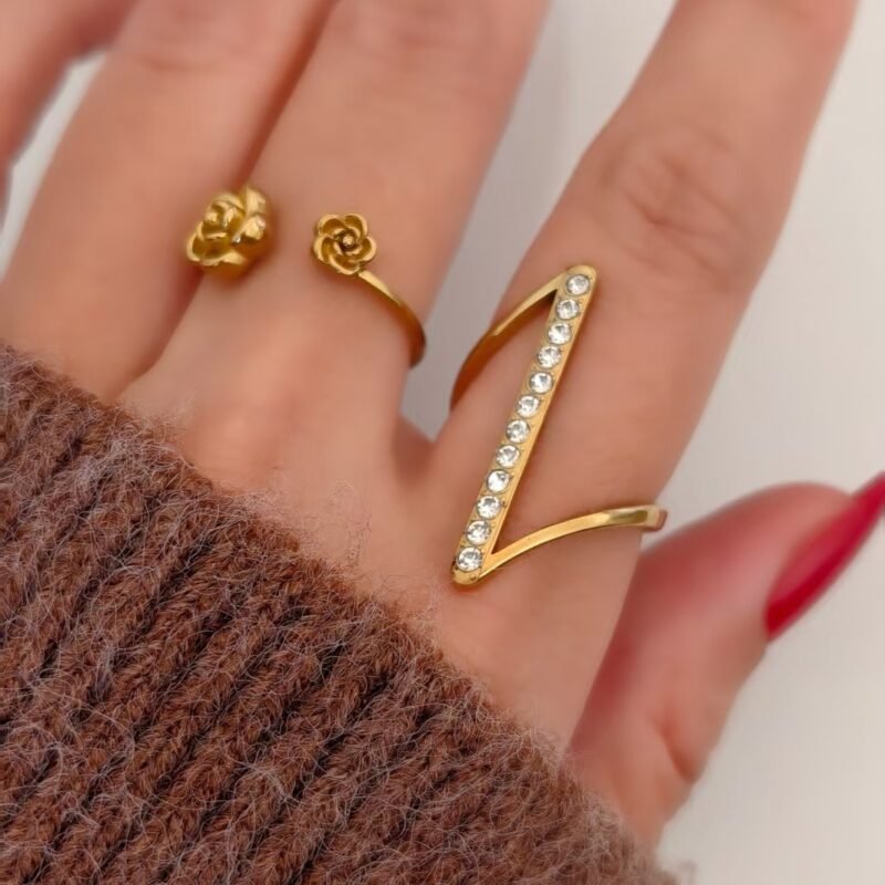 Golden Minimalist Zircon Bar Ring