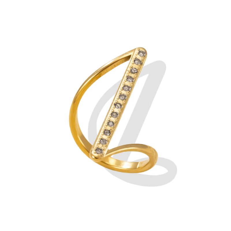 Golden Minimalist Zircon Bar Ring