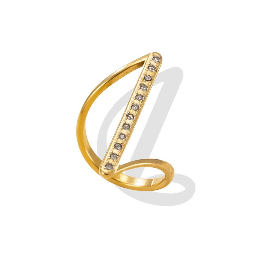 Golden Minimalist Zircon Bar Ring