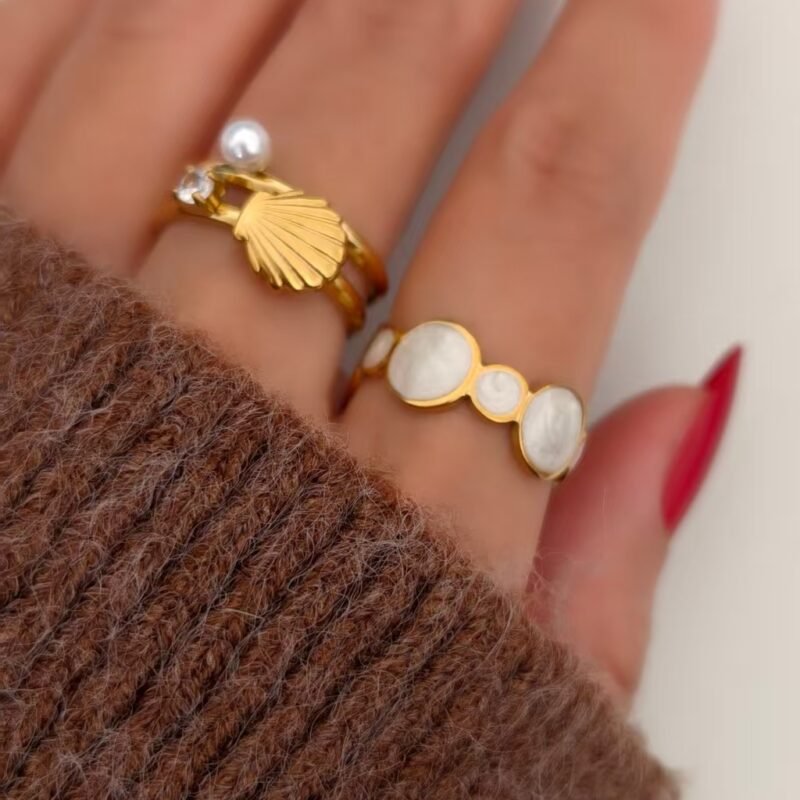 Golden & Silver Enamel Bubble Open Ring