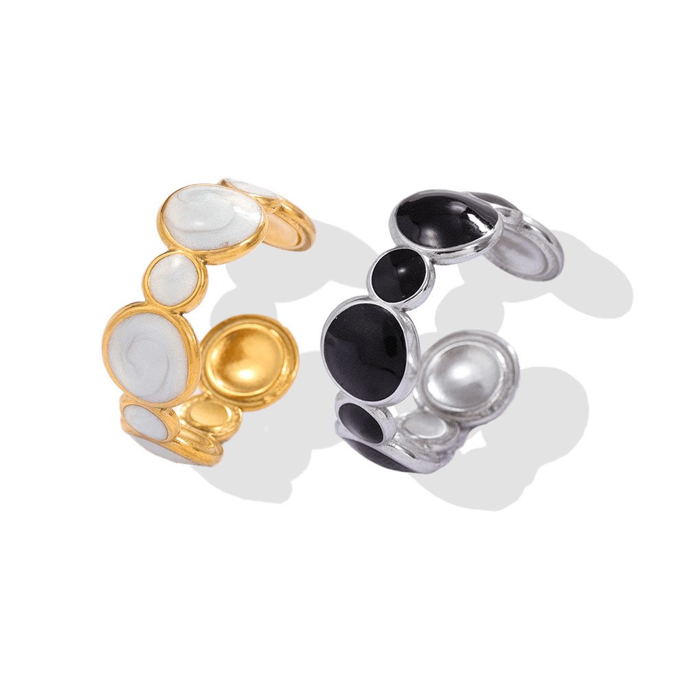 Golden & Silver Enamel Bubble Open Ring