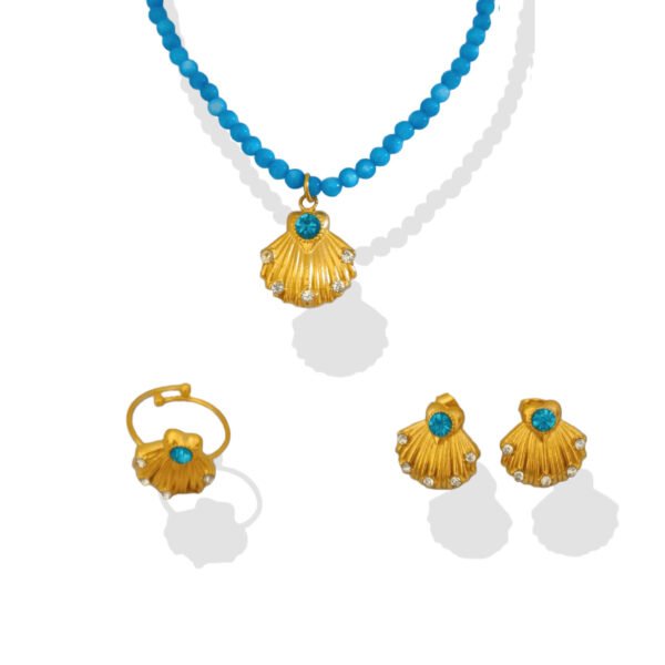 Golden Turquoise Seashell Zircon Jewelry Set