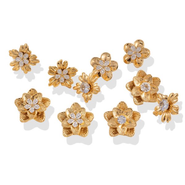 Golden Zircon Bloom Stud Earrings