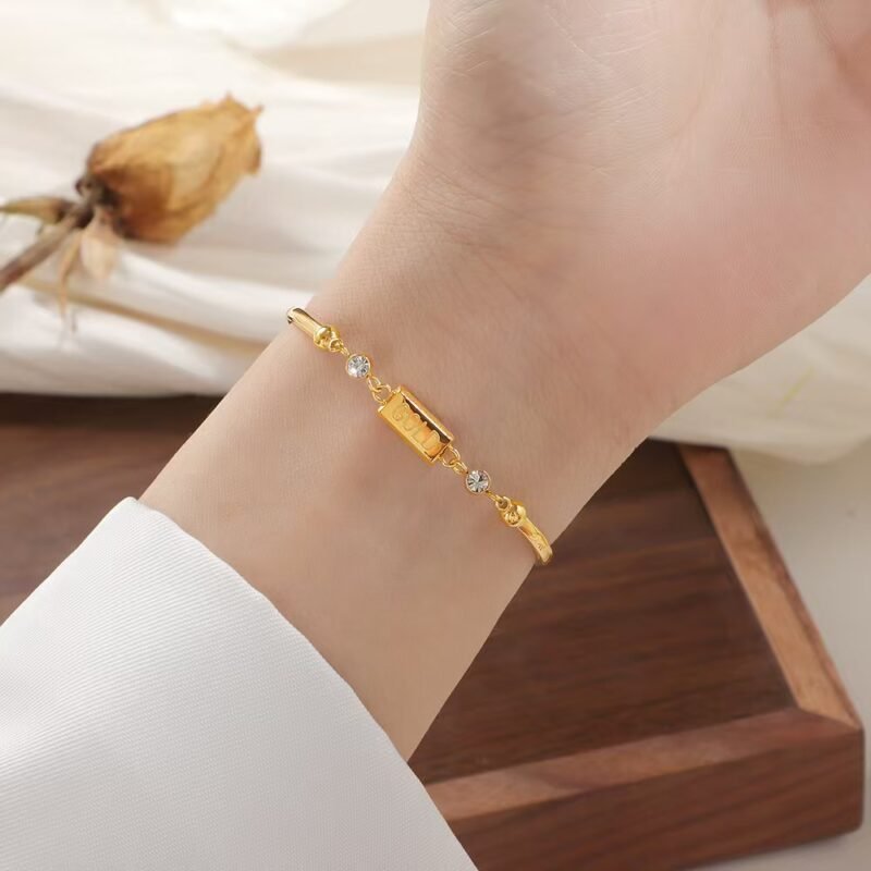 Luxury Gold Bar Zircon Bangle Bracelet