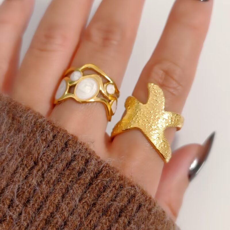 Textured Starfish Open Ring