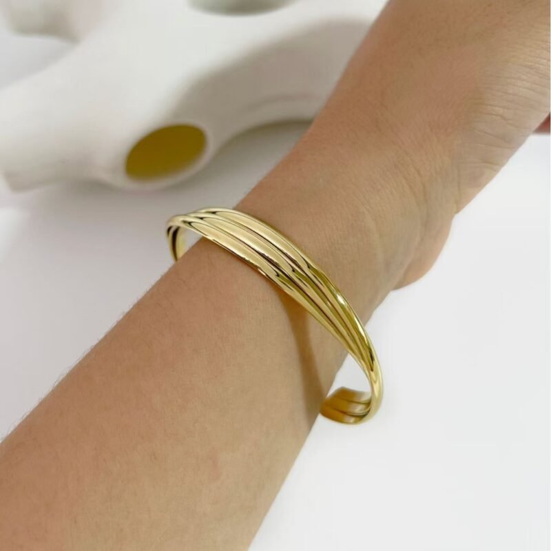 Triple Layer Gold Cuff Bangle