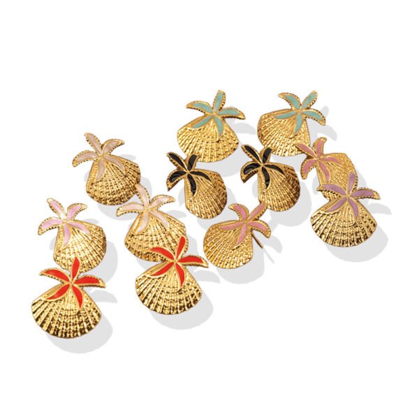 Vibrant Tropical Shell & Palm Earrings