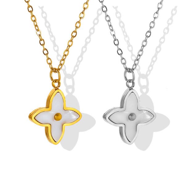 White Shell Clover Pendant Necklace
