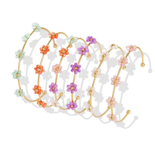 Bloom Beaded Flower Cuff Bracelet