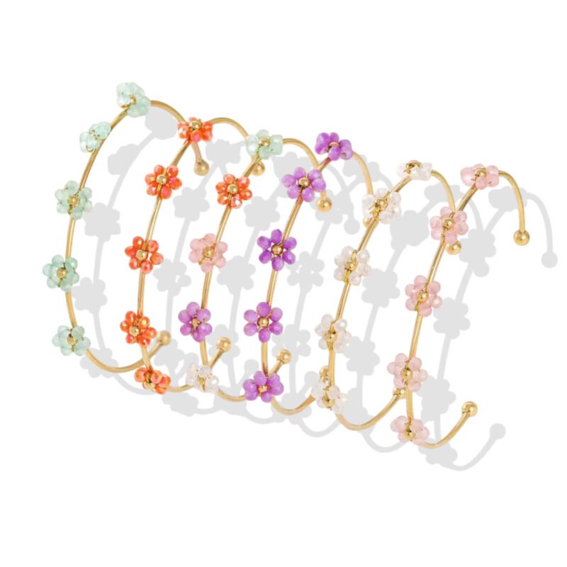 Bloom Beaded Flower Cuff Bracelet