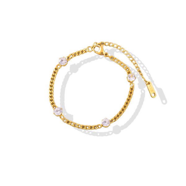 Four Zircon Cuban Link Bracelet