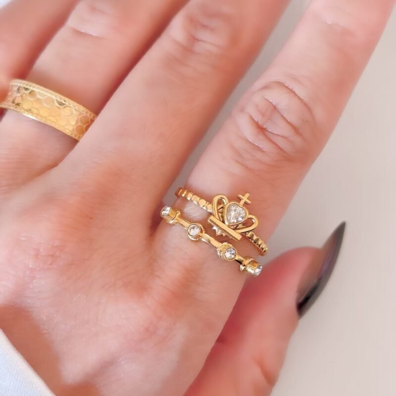 Golden Crown Zircon Open Ring