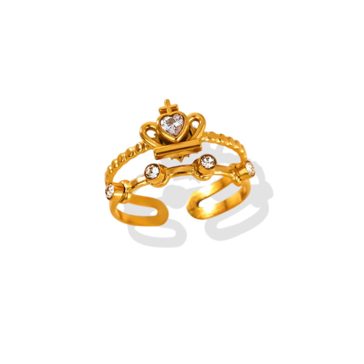 Golden Crown Zircon Open Ring