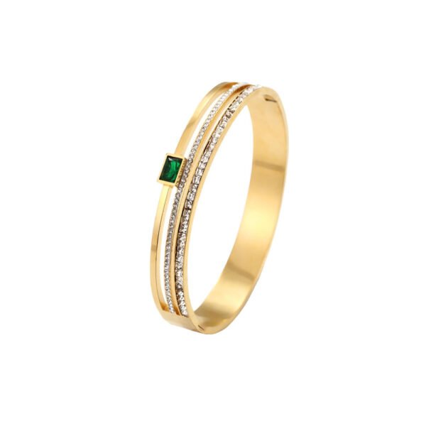 Golden Emerald Layered Zircon Bangle
