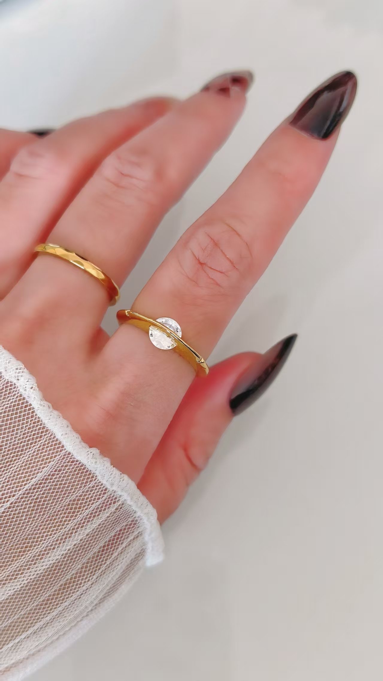 Golden Ethereal Float Zircon Ring - Image 3