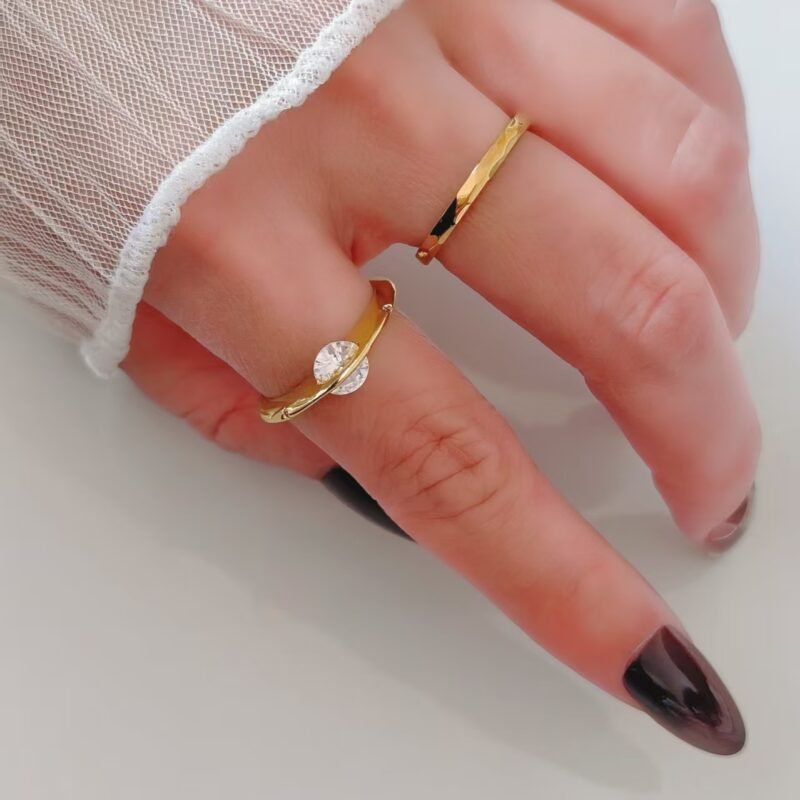 Golden Ethereal Float Zircon Ring