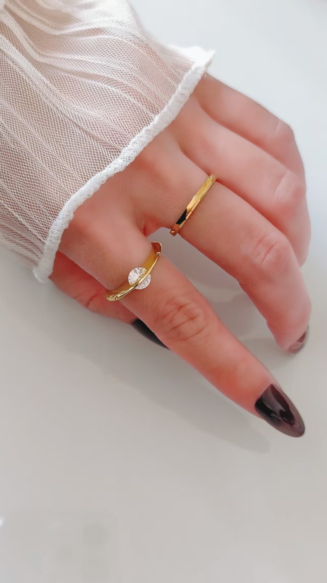 Golden Ethereal Float Zircon Ring - Image 2