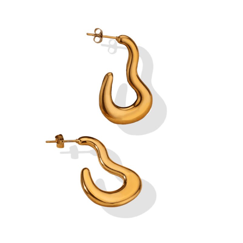 Golden Liquid Flow Hoop Earrings