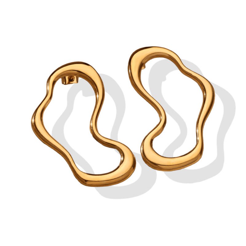 Golden Liquid Wave Irregular Earrings