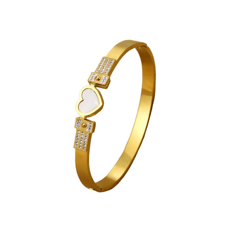 Golden Mother of Pearl Heart Bangle