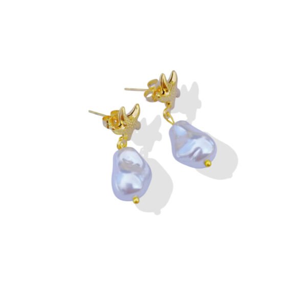 Golden Starfish Baroque Pearl Drop Earrings