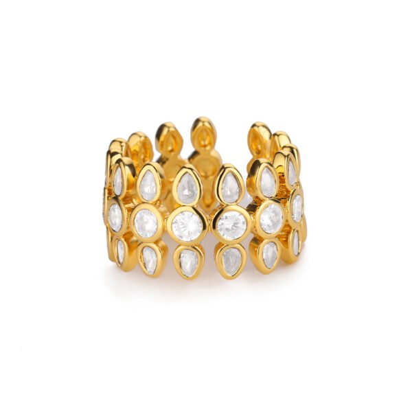 Golden Waterdrop Cluster Wide Open Ring