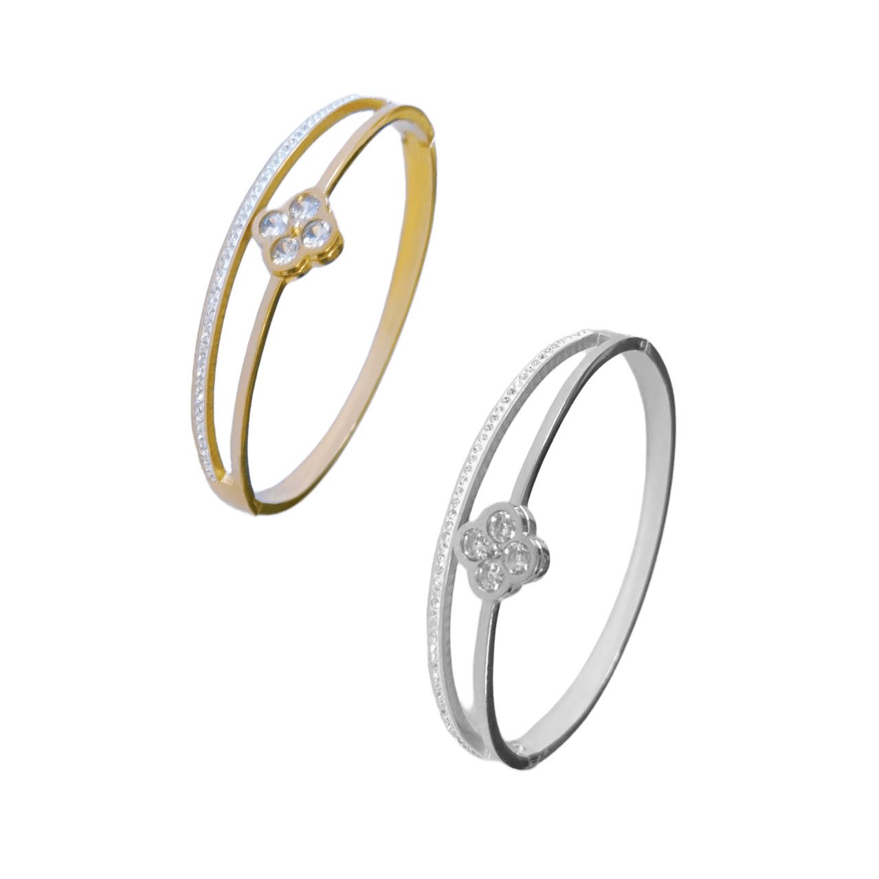 Layered Clover Zircon Bangle