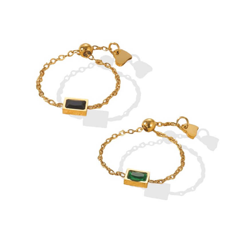 Adjustable Gem Chain Ring
