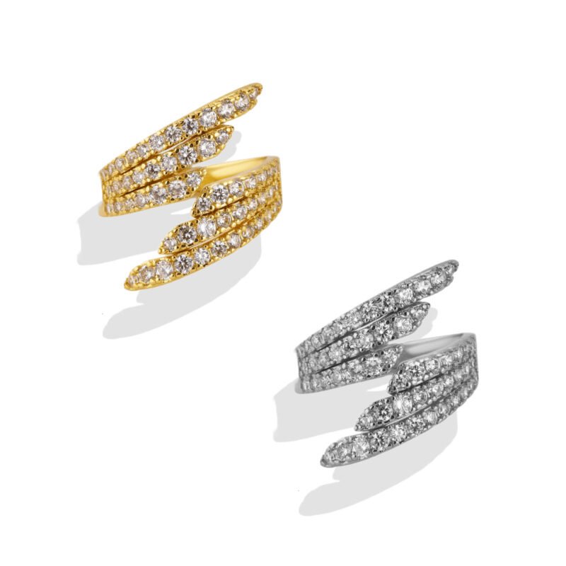 Angel Wing Pavé Zircon Wrap Open Ring