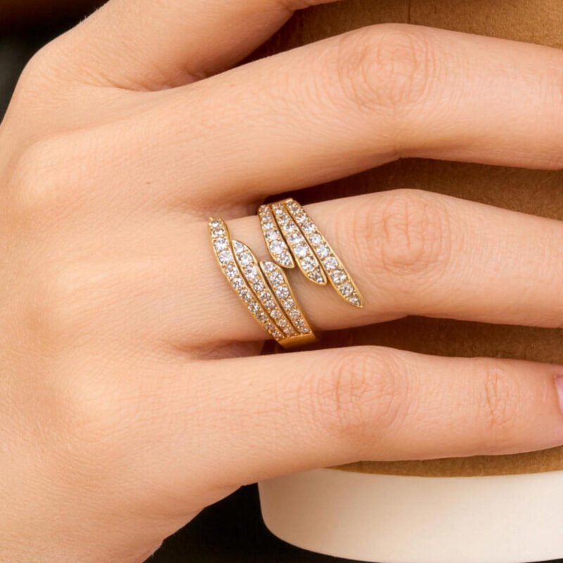 Angel Wing Pavé Zircon Wrap Open Ring