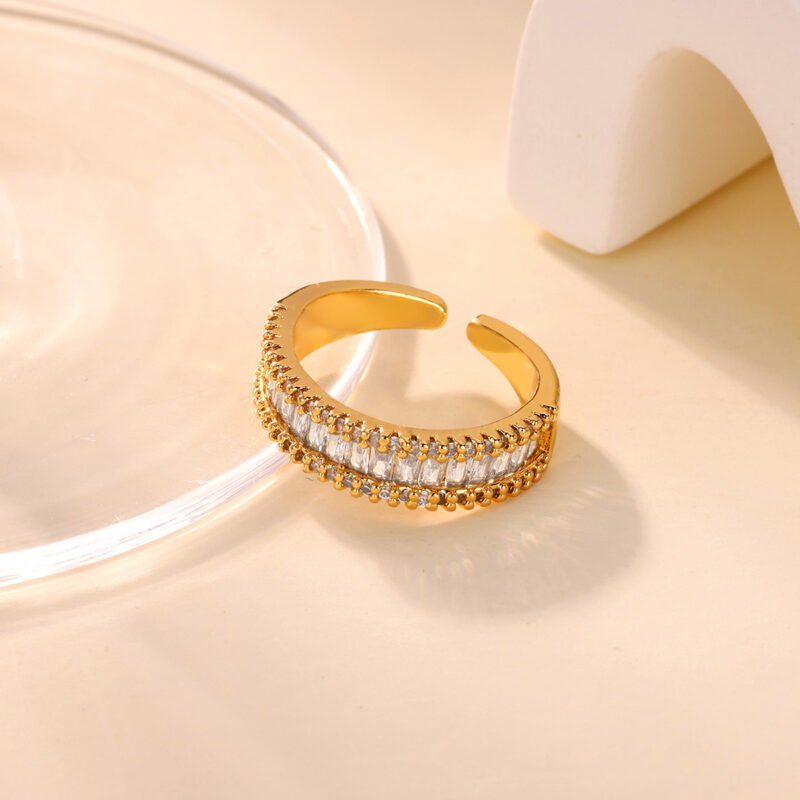 Baguette Bliss Zircon Band Open Ring