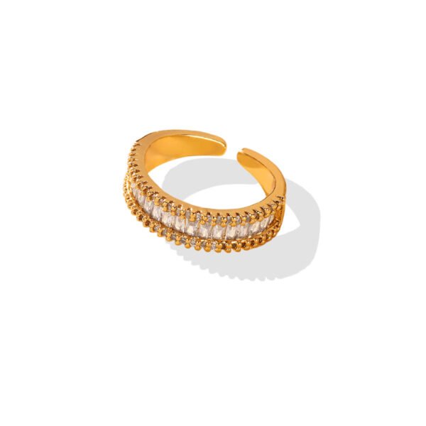 Baguette Bliss Zircon Band Open Ring